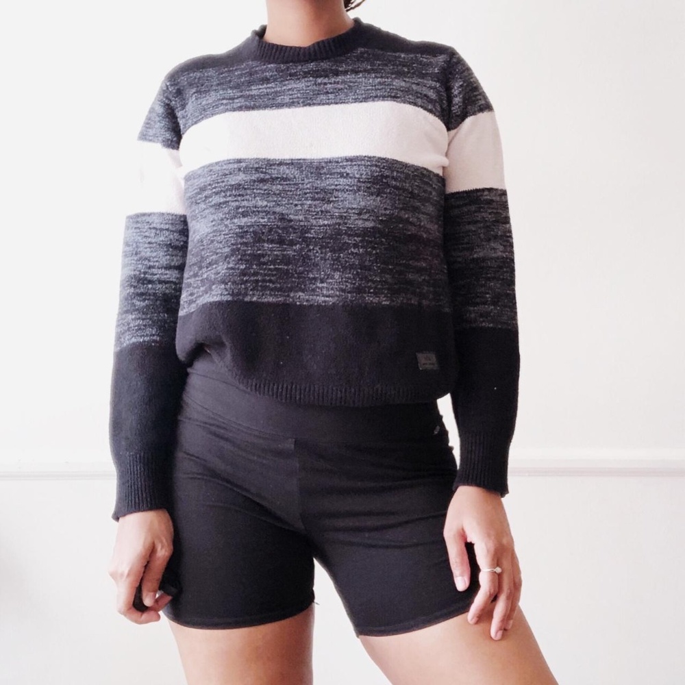 Armani exchange black and grey chunky striped sweater